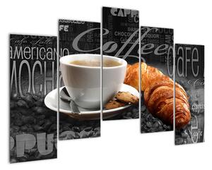 Káva s croissantem - obraz (125x90cm)
