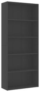 5patrová knihovna černá 80 x 30 x 189 cm dřevotříska