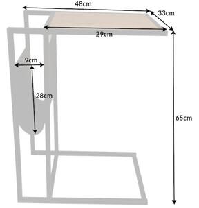 Moebel Living Dubový odkládací stolek Olim 48 x 33 cm s kovovou podnoží
