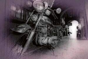 DIMEX | Vliesová fototapeta Starý retro motocykl MS-5-2793 | 375 x 250 cm | bílá, černá