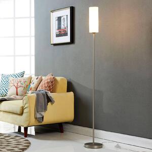 Lindby Stojací lampa Vinsta, výška 153 cm, bílá, sklo, kov, Bílá / opál, Obývací pokoj / jídelna, Sklo, Moderní