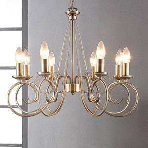 Lindby Lustr Marnia, 8 světel, Ø 53 cm, starožitná mosaz, E14, stmívatelný, Bronz / starožitná mosaz, Obývací pokoj / jídelna, kov, Starožitný