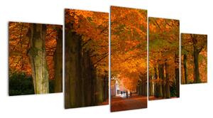 Obraz - cesty lesem na podzim (150x70cm)