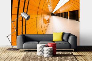 DIMEX | Vliesová fototapeta Koridor metra MS-5-2810 | 375 x 250 cm | béžová, oranžová