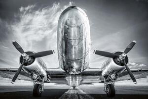 DIMEX | Vliesová fototapeta Historické letadlo MS-5-2822 | 375 x 250 cm | bílá, černá, metalická