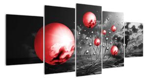 Abstraktní obraz - červené koule (150x70cm)