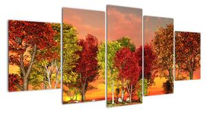 Obraz přírody - barevné stromy (150x70cm)