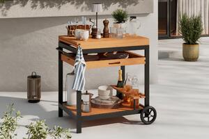 ZAHRADNÍ SERVÍROVACÍ VOZÍK, černá, barvy teak, 73/80/50 cm Ambia Garden - Online Only zahradní nábytek, Online Only