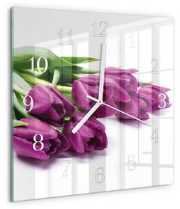 Skleněné hodiny Tulipány zskb-30x30-00087009