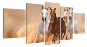 Obrazy běžících koní (150x70cm)