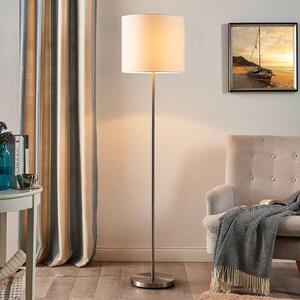 Stojací lampa Lindby Parsa, bílá, textil, výška 167 cm, E27