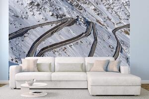 DIMEX | Vliesová fototapeta Silnice v jižním Tyrolsku MS-5-2867 | 375 x 250 cm | bílá, šedá