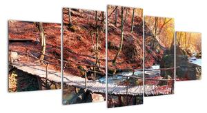 Obraz mostu - podzimní cesta lesem (150x70cm)