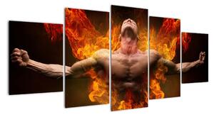 Obraz muže v ohni (150x70cm)