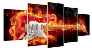 Obraz - kytara v ohni (150x70cm)
