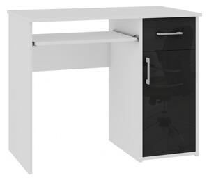 Psací stůl SPIN, 90x74x50, bílá/černý lesk