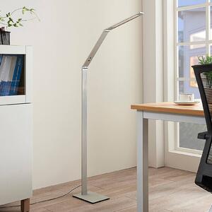 Lucande Stojací lampa LED Nicano, šedá, kov, 125 cm, stmívatelný, Hliník / šedá / zinek, Pracovna / kancelář, Hliník, Moderní, Lampička na čtení
