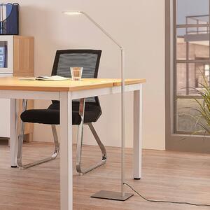 Lucande Stojací lampa Resi LED se stmívačem, ideální pro čtení, stmívatelný, Hliník / šedá / zinek, Pracovna / kancelář, Hliník, Moderní, Lampička na čtení