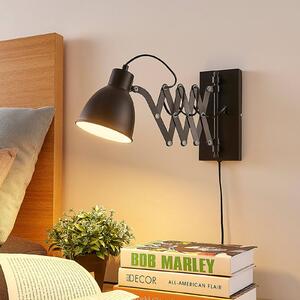 Nástěnná lampa Lindby Merle, černá, 60 cm, lampa na čtení, výsuvná