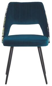 Sada 2 sametových jídelních židlí modrá ANSLEY