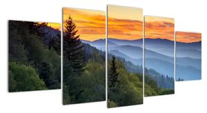 Obraz horské krajiny při západu slunce (150x70cm)