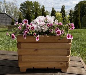 Dřevěný zahradní květináč AKSAMIT, pinie, 400x250x300 (Krásné zpracování!)