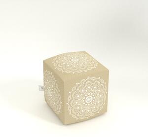 Smartdeco Taburet hranatý Mandala Krémová - (v/h) 40 x 40 cm