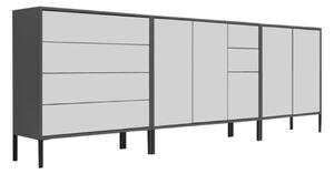 ŠIROKÁ KOMODA, antracitová, bílá, 263,5/86/33 cm MID.YOU - Komody na nožičkách, Online Only