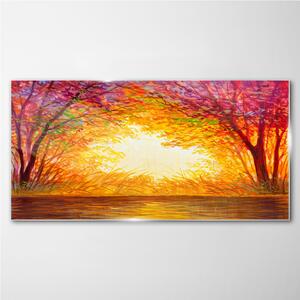 Obraz na skle Obraz na skle Vodní podzimní západ slunce