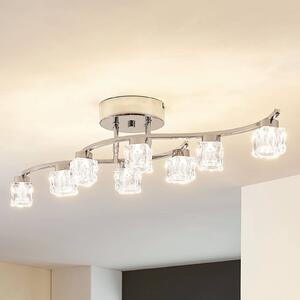 Lindby LED stropní svítidlo Yaro, 8 světel, chrom, stmívatelné, stmívatelný, Chrom / stříbro, Obývací pokoj / jídelna, kov, Moderní
