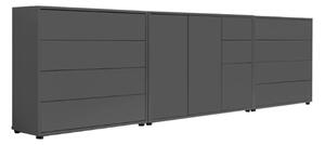 ŠIROKÁ KOMODA, antracitová, 263,5/86/33 cm MID.YOU - Komody na nožičkách, Online Only