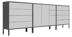 ŠIROKÁ KOMODA, antracitová, bílá, 263,5/86/33 cm MID.YOU - Komody na nožičkách, Online Only