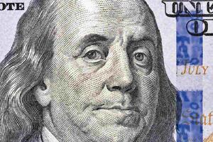 DIMEX | Vliesová fototapeta Benjamin Franklin detail MS-5-2936 | 375 x 250 cm | modrá, šedá
