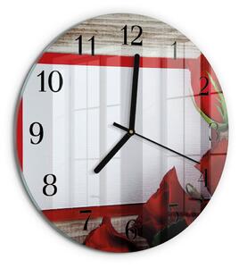 Skleněné nástěnné hodiny Růže zsoc-fi30-00177809