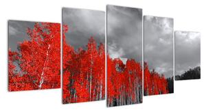 Červený les - moderní obraz (150x70cm)