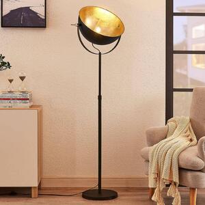 Lindby Stojací lampa Muriel, 1 světlo, černá/zlatá, kov, Černá, Obývací pokoj / jídelna, kov, Moderní