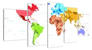 Obraz - barevná mapa světa (150x70cm)