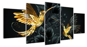 Obraz - zlatí ptáci (150x70cm)
