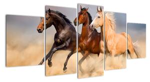Moderní obraz koní (150x70cm)