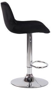 Barová židle Haugo - samet - chromovaný rám | černá