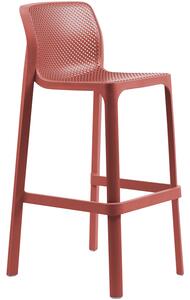 Nardi Korálově červená plastová zahradní barová židle Net 76 cm