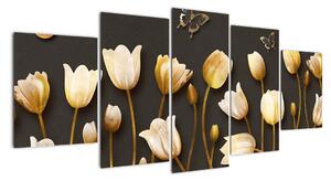Obraz zlatých tulipánů (150x70cm)