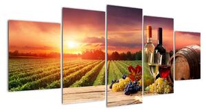 Obraz - víno a vinice při západu slunce (150x70cm)