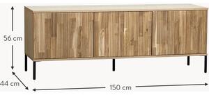 TV skříňka z dubového dřeva s žebrovanou přední stranou Avourio