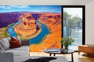 DIMEX | Vliesová fototapeta Řeka Colorado v kaňonu MS-5-3033 | 375 x 250 cm | zelená, modrá, oranžová, hnědá
