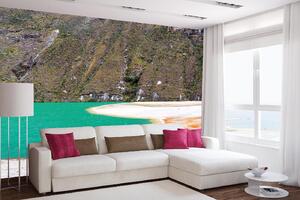 DIMEX | Vliesová fototapeta Jezero v Andách MS-5-3065 | 375 x 250 cm | zelená, bílá, oranžová