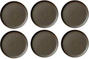 Set šesti tmavě hnědo šedých porcelánových talířů MENU NEW NORM 19 cm