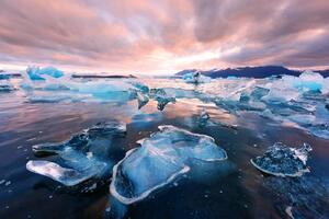 DIMEX | Vliesová fototapeta Ledovcová laguna MS-5-3085 | 375 x 250 cm | modrá, šedá