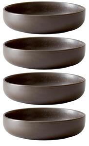 Set čtyř tmavě hnědo šedých porcelánových hlubokých talířů MENU NEW NORM 13,5 cm