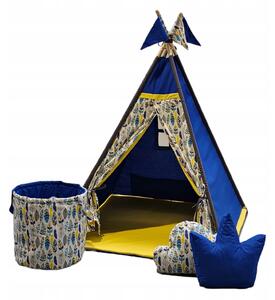 Dětský teepee stan - žluto-modrý (Teepee stan pro děti)
